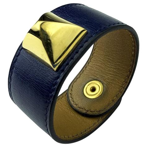 hermes blue leather bracelet.